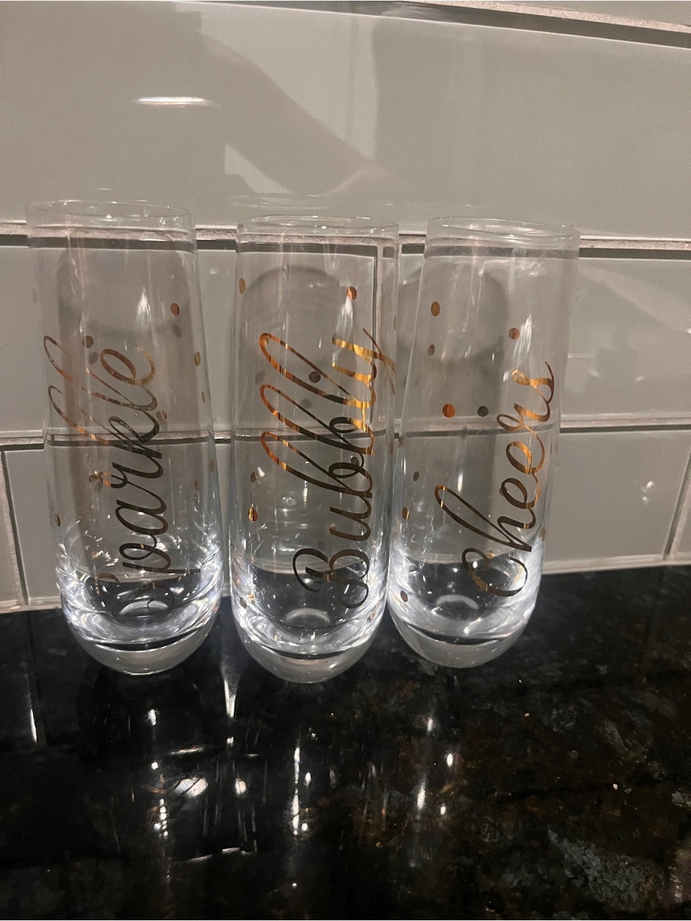 Set of 3 Clear Champagne Flutes